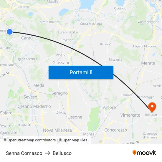 Senna Comasco to Bellusco map