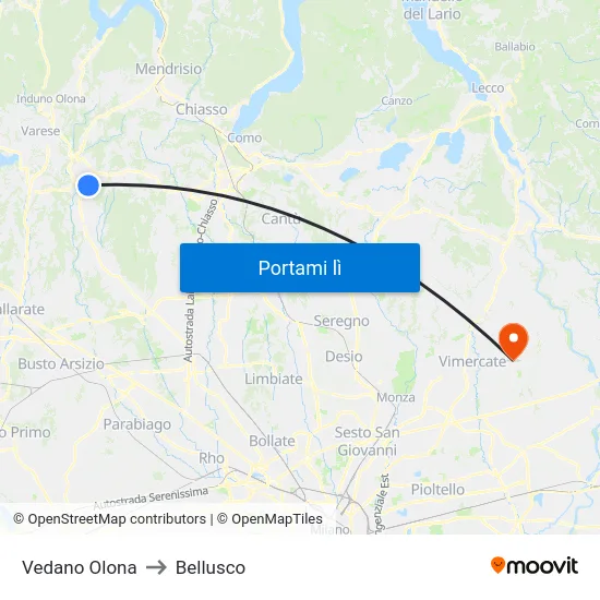Vedano Olona to Bellusco map