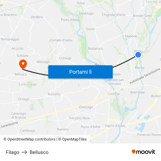 Filago to Bellusco map