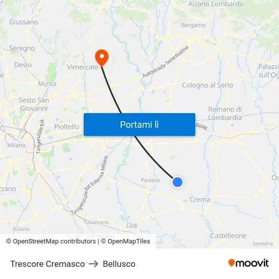 Trescore Cremasco to Bellusco map