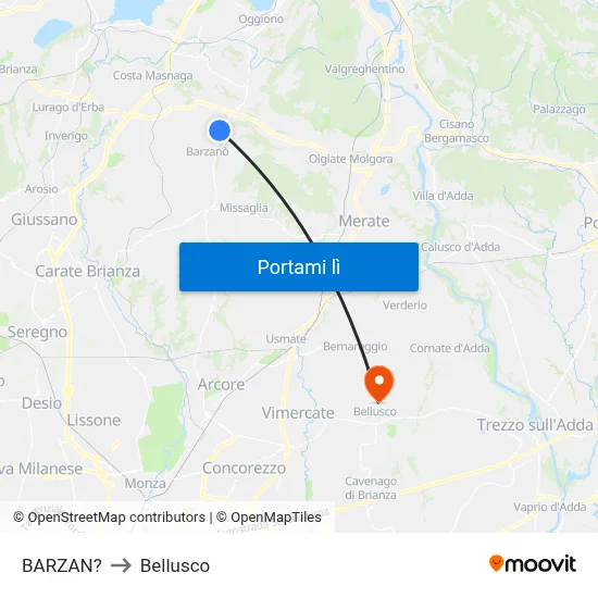 BARZAN? to Bellusco map