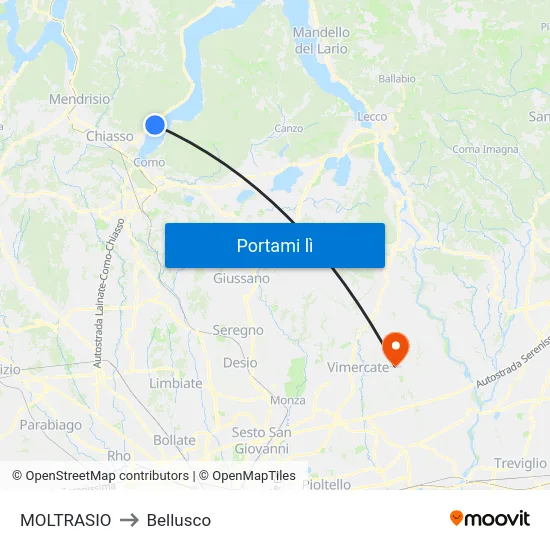 MOLTRASIO to Bellusco map