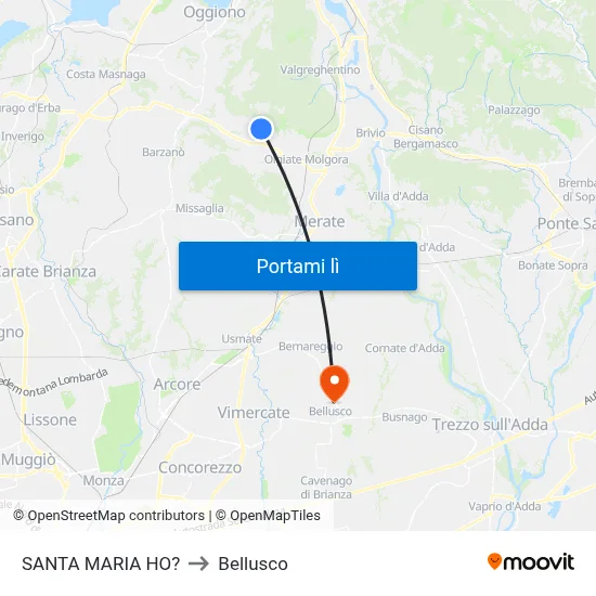 SANTA MARIA HO? to Bellusco map