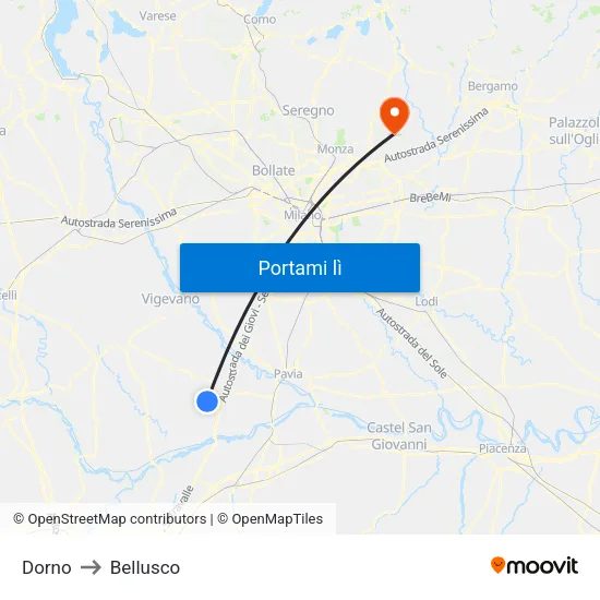 Dorno to Bellusco map