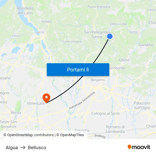 Algua to Bellusco map