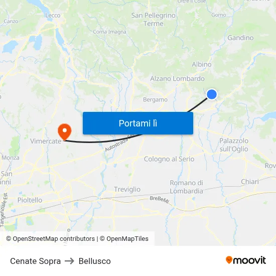 Cenate Sopra to Bellusco map