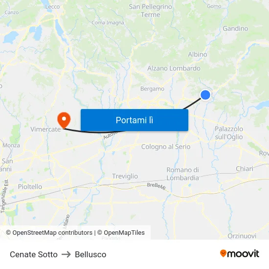 Cenate Sotto to Bellusco map
