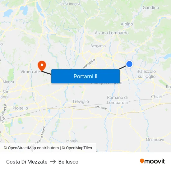 Costa Di Mezzate to Bellusco map