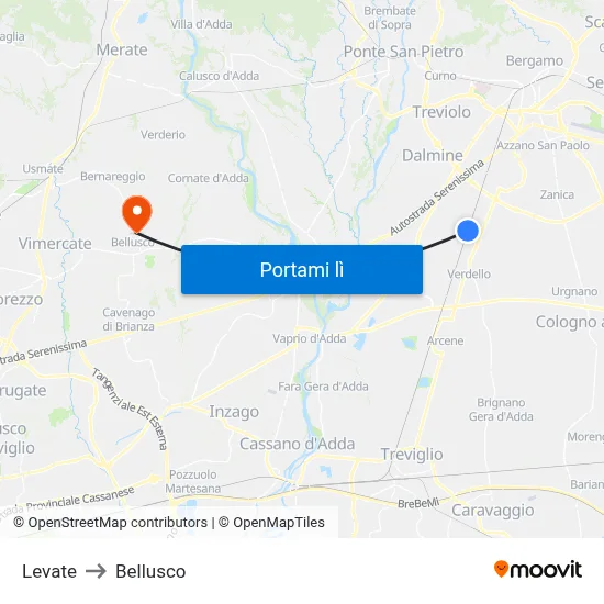 Levate to Bellusco map