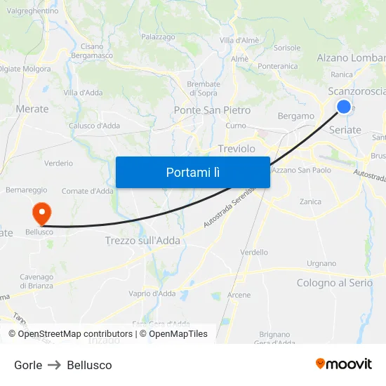 Gorle to Bellusco map