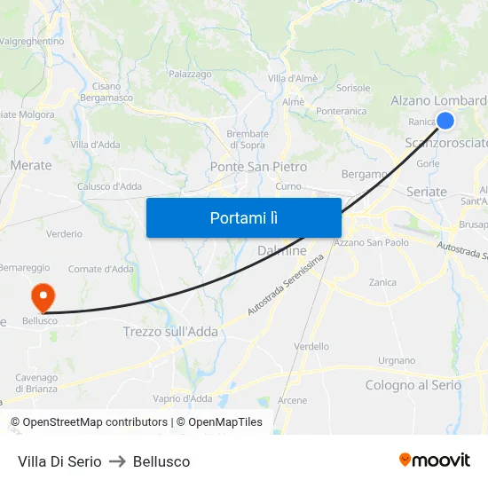 Villa Di Serio to Bellusco map