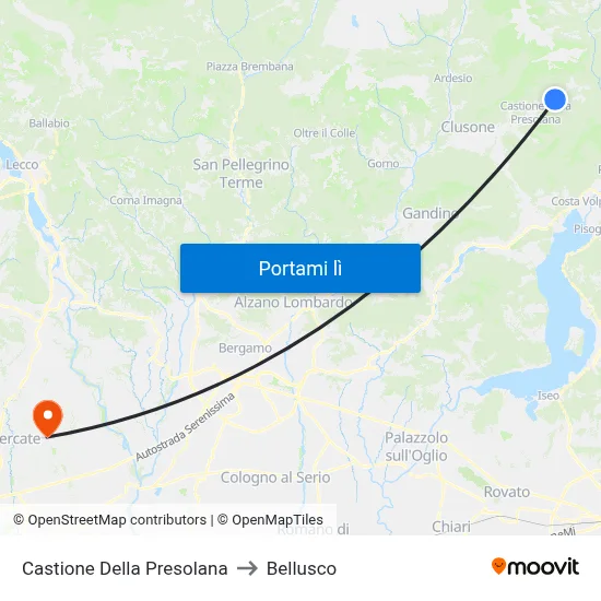 Castione Della Presolana to Bellusco map