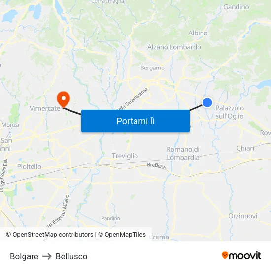 Bolgare to Bellusco map