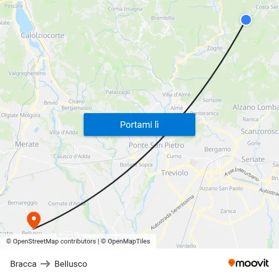 Bracca to Bellusco map