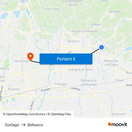 Gorlago to Bellusco map