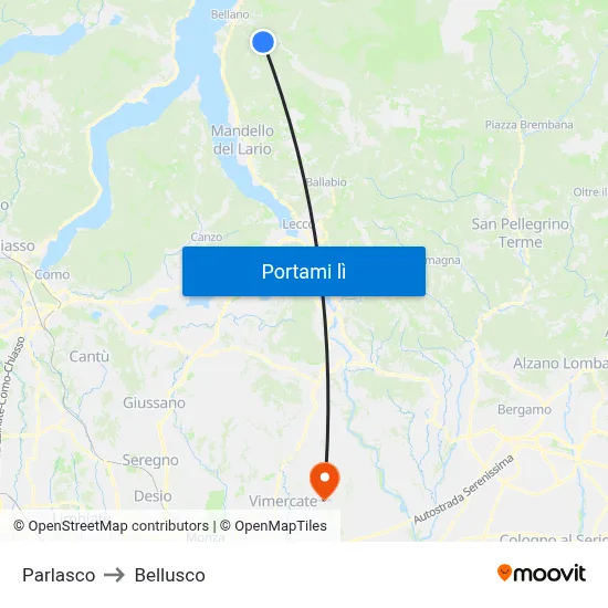 Parlasco to Bellusco map