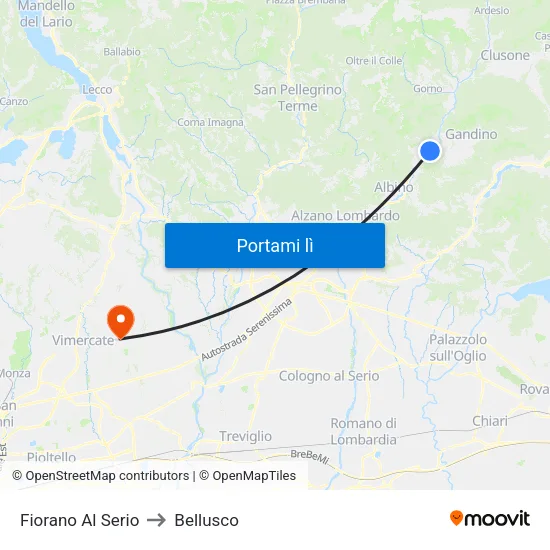 Fiorano Al Serio to Bellusco map