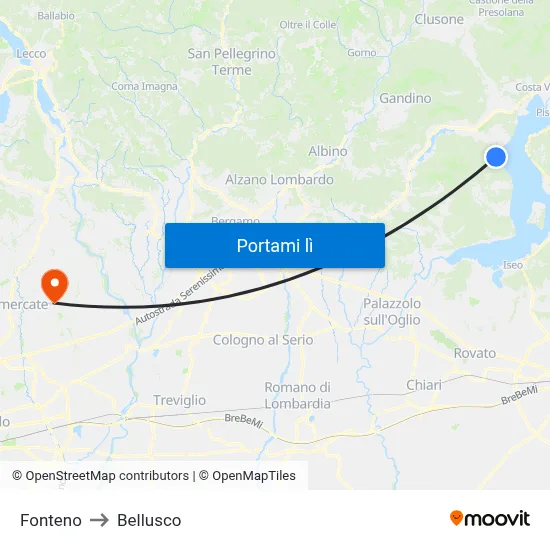Fonteno to Bellusco map