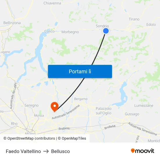 Faedo Valtellino to Bellusco map