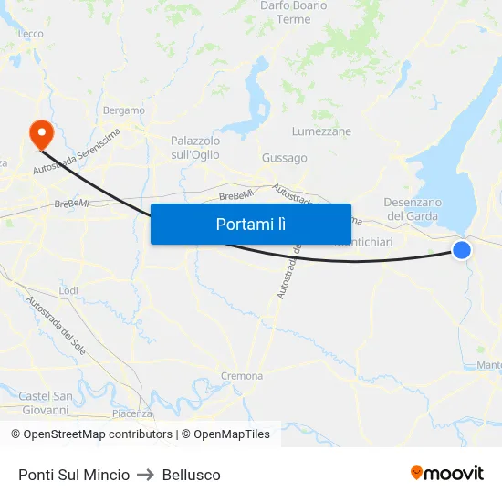 Ponti Sul Mincio to Bellusco map