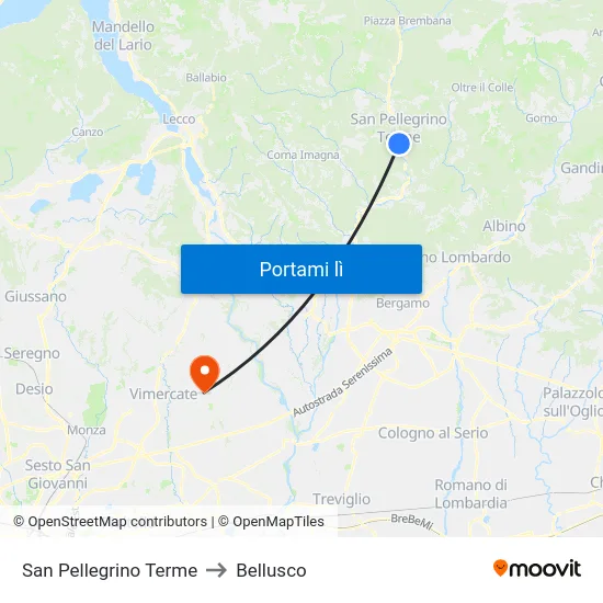San Pellegrino Terme to Bellusco map