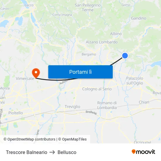 Trescore Balneario to Bellusco map
