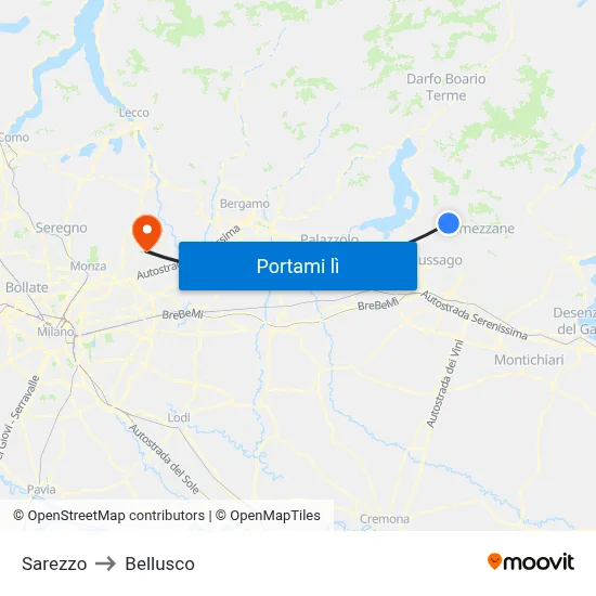 Sarezzo to Bellusco map