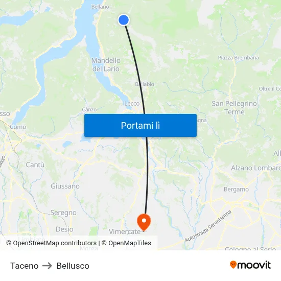 Taceno to Bellusco map