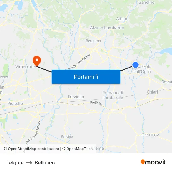 Telgate to Bellusco map