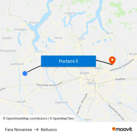 Fara Novarese to Bellusco map