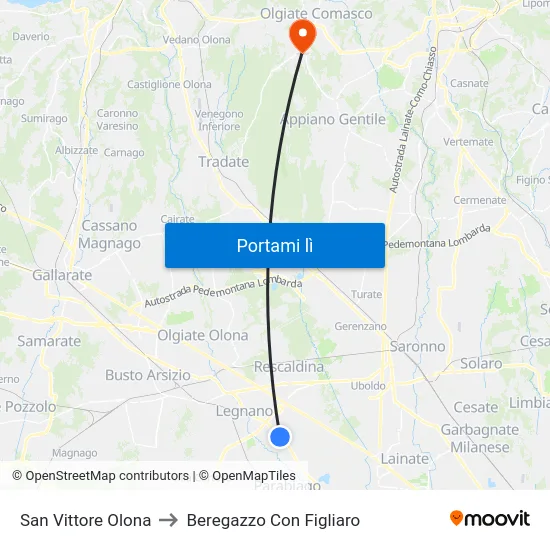 San Vittore Olona to Beregazzo Con Figliaro map