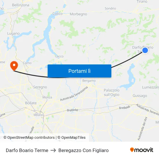 Darfo Boario Terme to Beregazzo Con Figliaro map