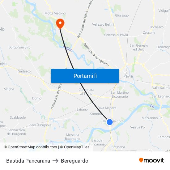 Bastida Pancarana to Bereguardo map