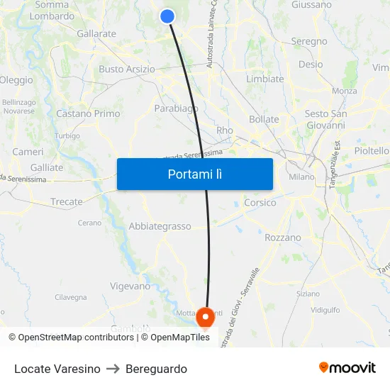 Locate Varesino to Bereguardo map