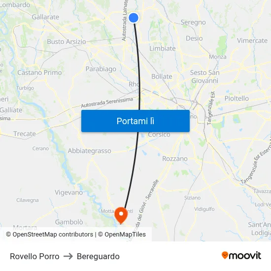 Rovello Porro to Bereguardo map