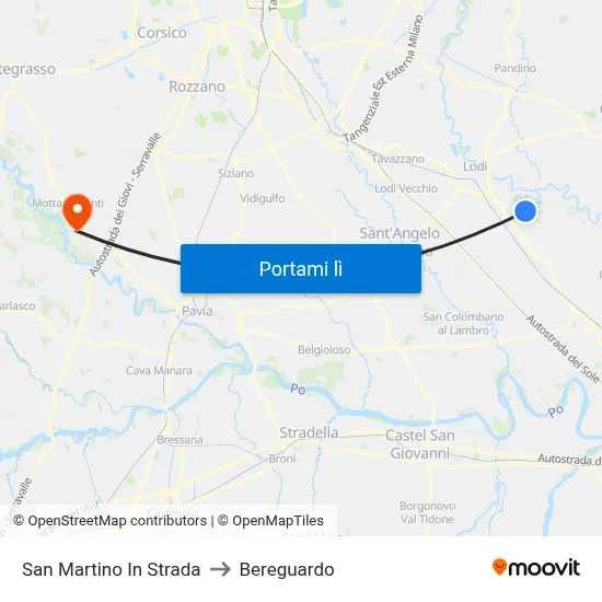 San Martino In Strada to Bereguardo map