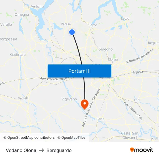 Vedano Olona to Bereguardo map