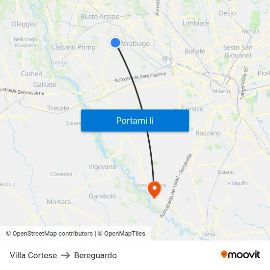 Villa Cortese to Bereguardo map