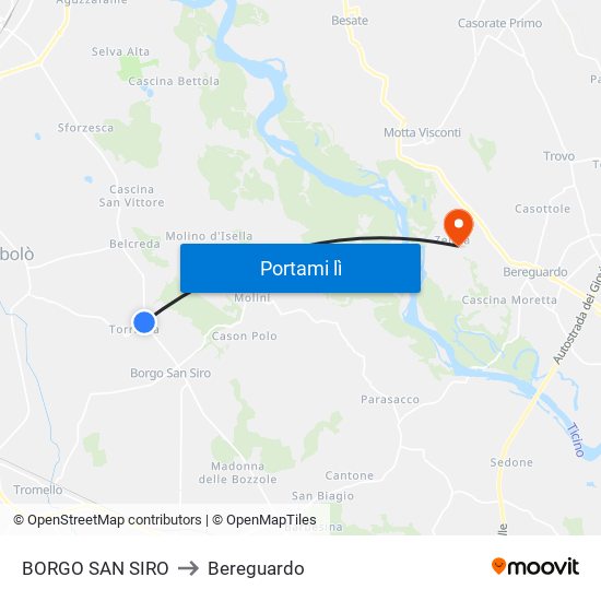 BORGO SAN SIRO to Bereguardo map