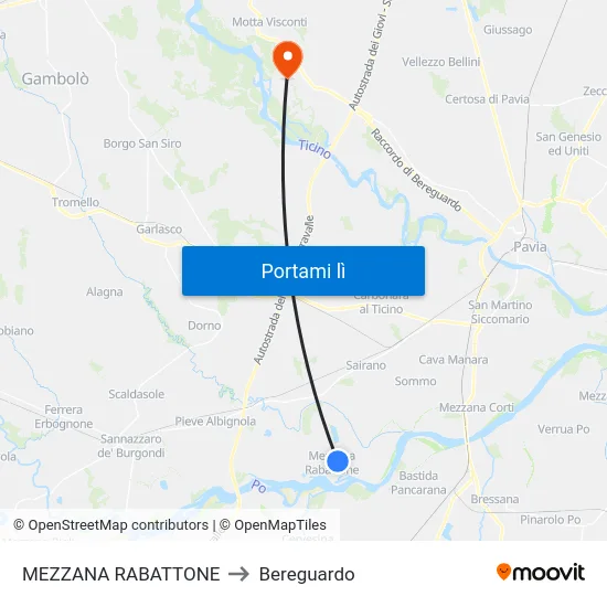 MEZZANA RABATTONE to Bereguardo map