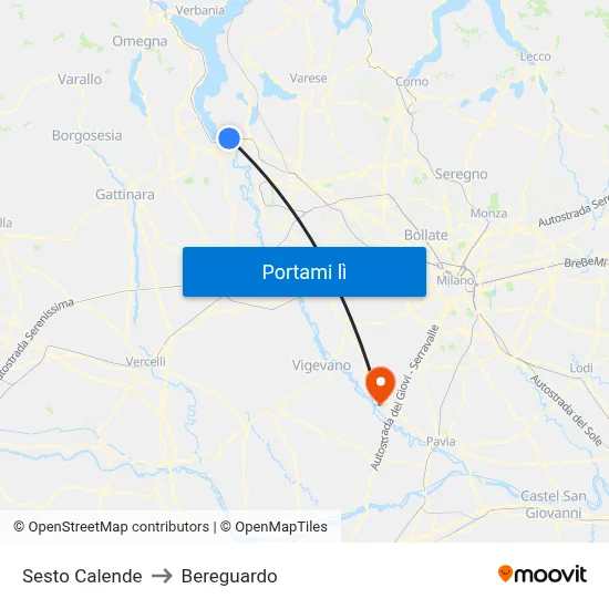 Sesto Calende to Bereguardo map