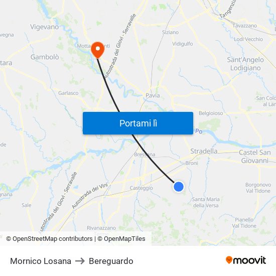 Mornico Losana to Bereguardo map