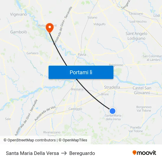 Santa Maria Della Versa to Bereguardo map