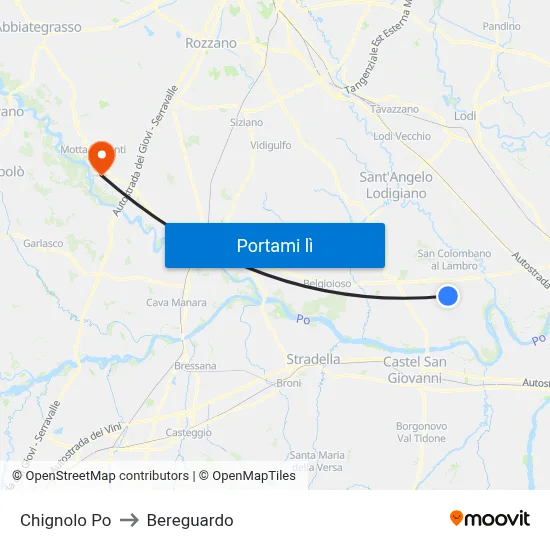 Chignolo Po to Bereguardo map