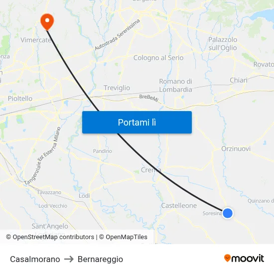Casalmorano to Bernareggio map