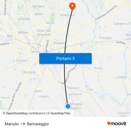 Marudo to Bernareggio map