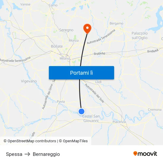 Spessa to Bernareggio map