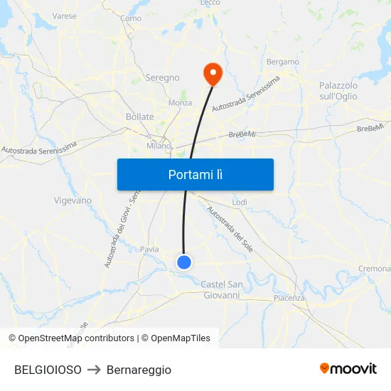 BELGIOIOSO to Bernareggio map