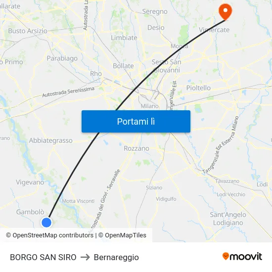 BORGO SAN SIRO to Bernareggio map