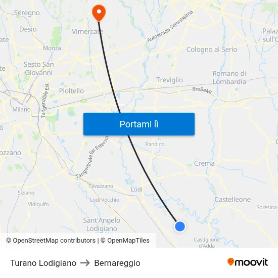 Turano Lodigiano to Bernareggio map